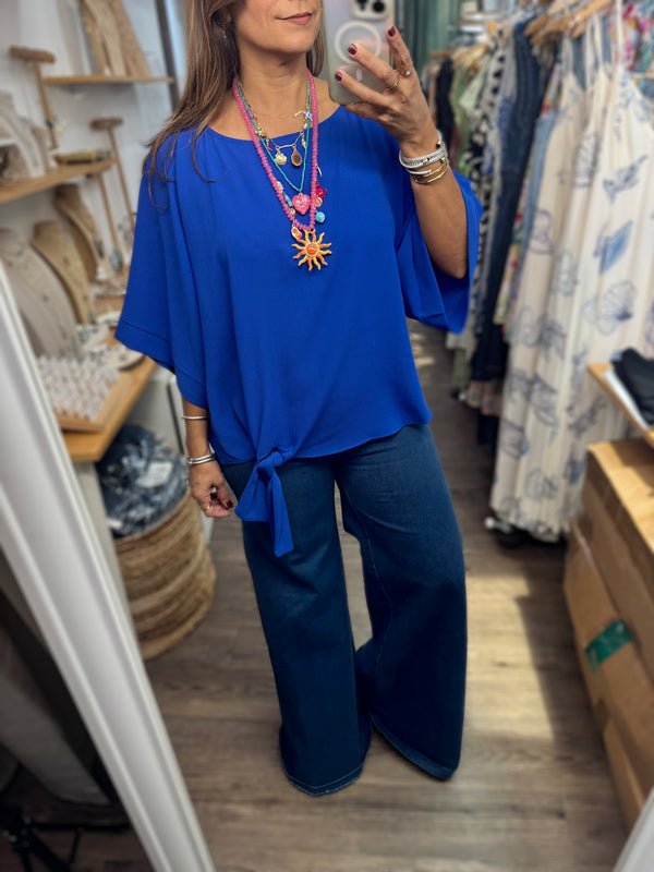 Royal Blue Front Knot Top