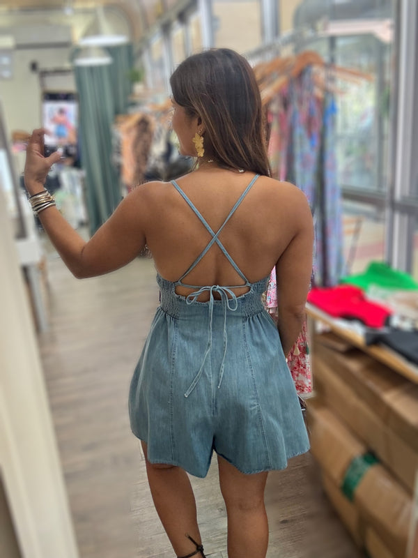 Light Denim Back Detail Romper