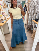Light Denim Flowy Maxi Skirt