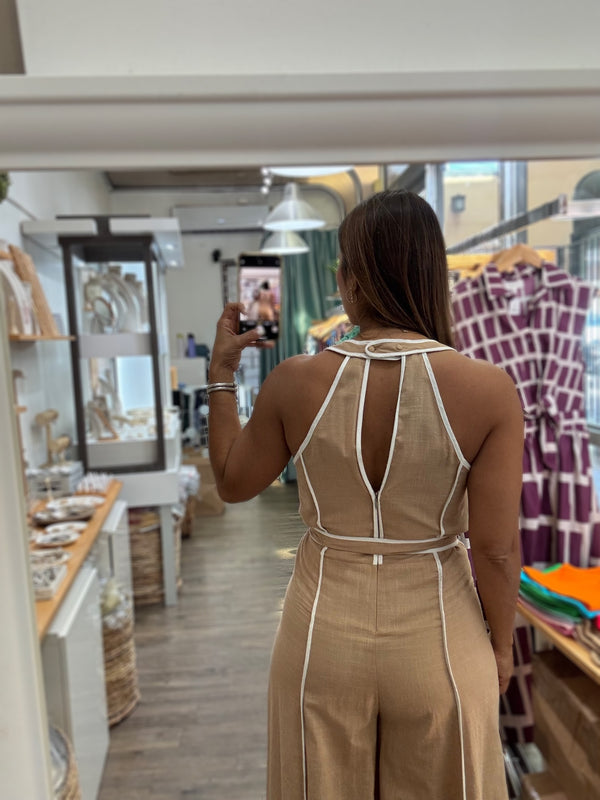 Camel Wide Leg Jumpsuit