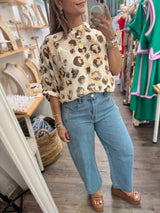 RE-STOCK Leopard Print Dolman Sleeves Top