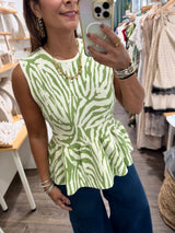 Green Zebra Print Top