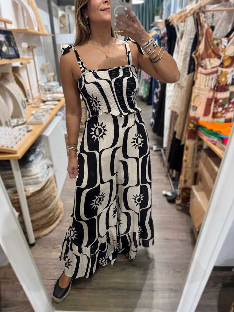 Black & Ivory Back Detail Jumpsuit