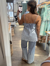 Blue Embroidered Top & Pant Set