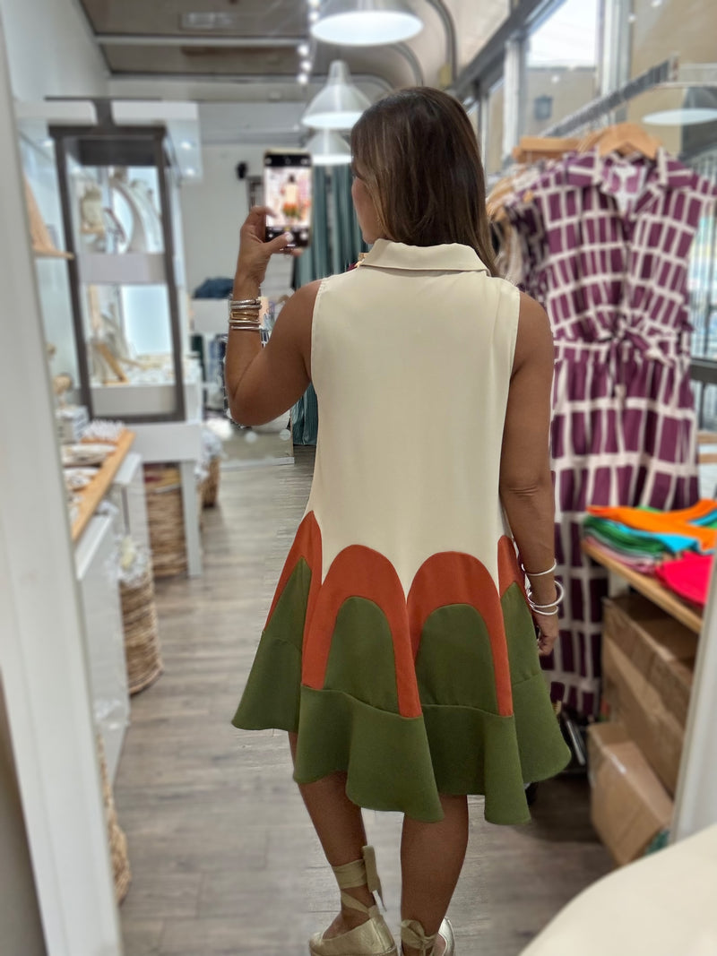 Almond Collared Neck Dress