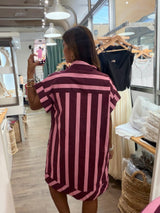 Burgundy & Pink Stripes Dress