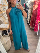 Teal Halter Neck Jumpsuit