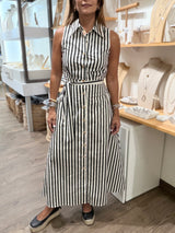 Black/White Stripes Button Down Dress
