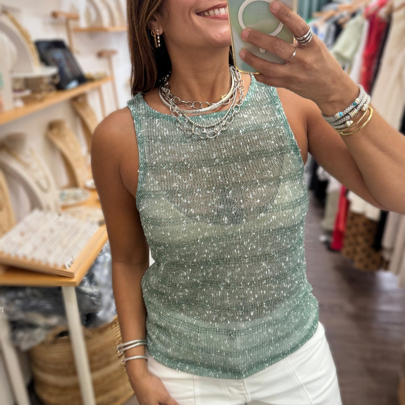Green Mesh Tank Top