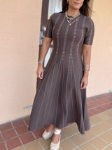 RE-STOCK Mocha Contrast Stitch Dress