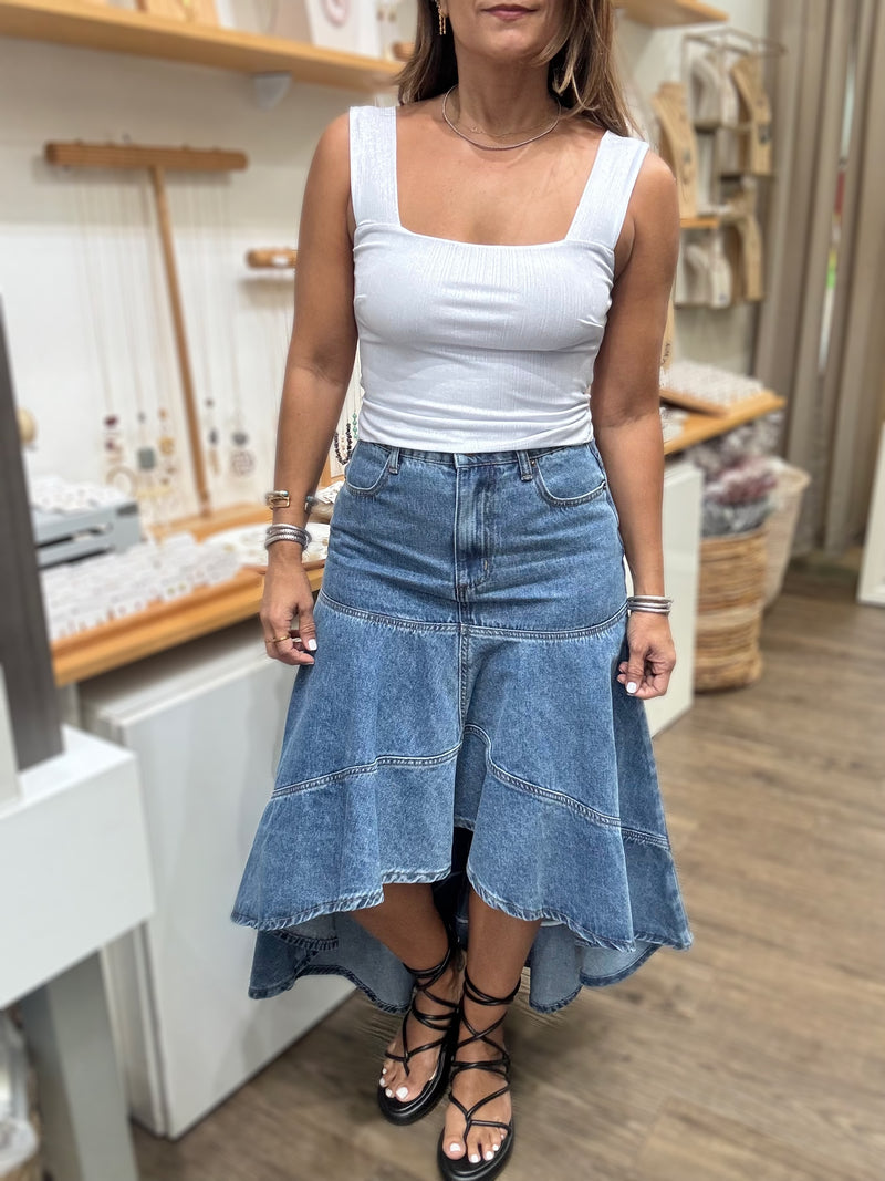 Denim Hi-Lo Skirt