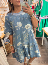 Denim Floral Print Dress
