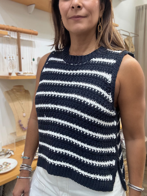 Navy Knitted Top
