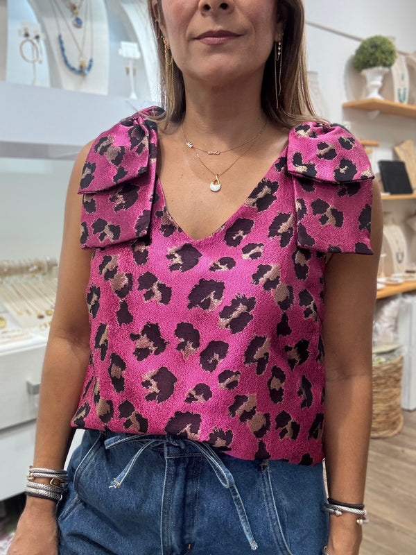 Magenta Leopard Print Top