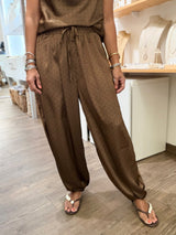Brown/Black Tiny Dots Cowl Neck Top & Pants