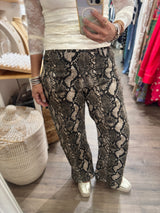 Snake Print Barrel Pants