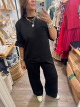 Black Side Stripe Top & Pant Set