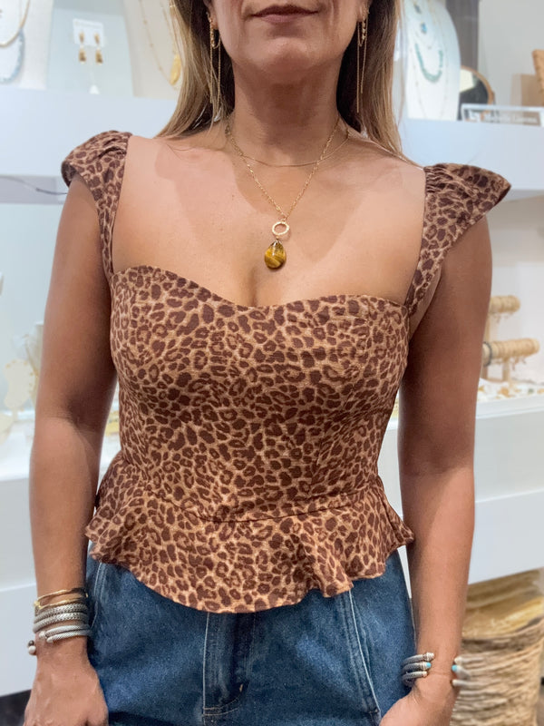 Leopard Print Peplum Top