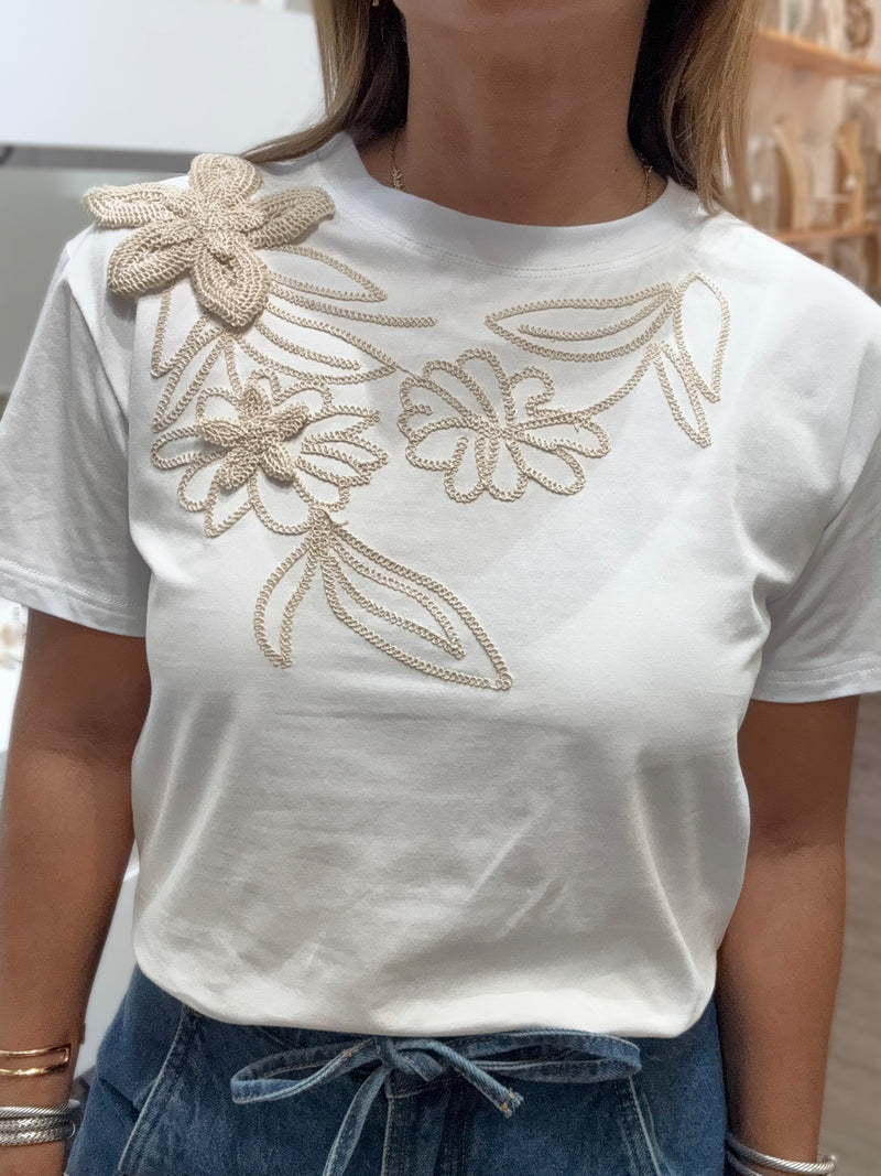 White Crochet Detail Top