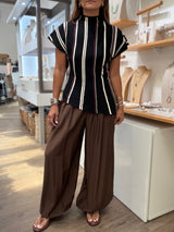 Black Stripes Asymmetrical Top
