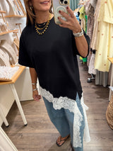 Black & White Lace Detail Top
