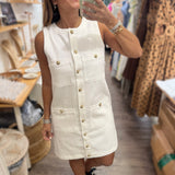 White Button Down Denim Dress
