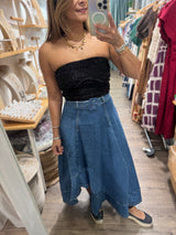 Denim Asymmetrical Hem Skirt