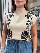 Beige & Black Detail Top
