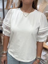 White Sleeves Detail Top