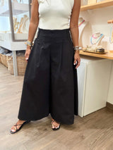 Black Pleated Culottes Pants