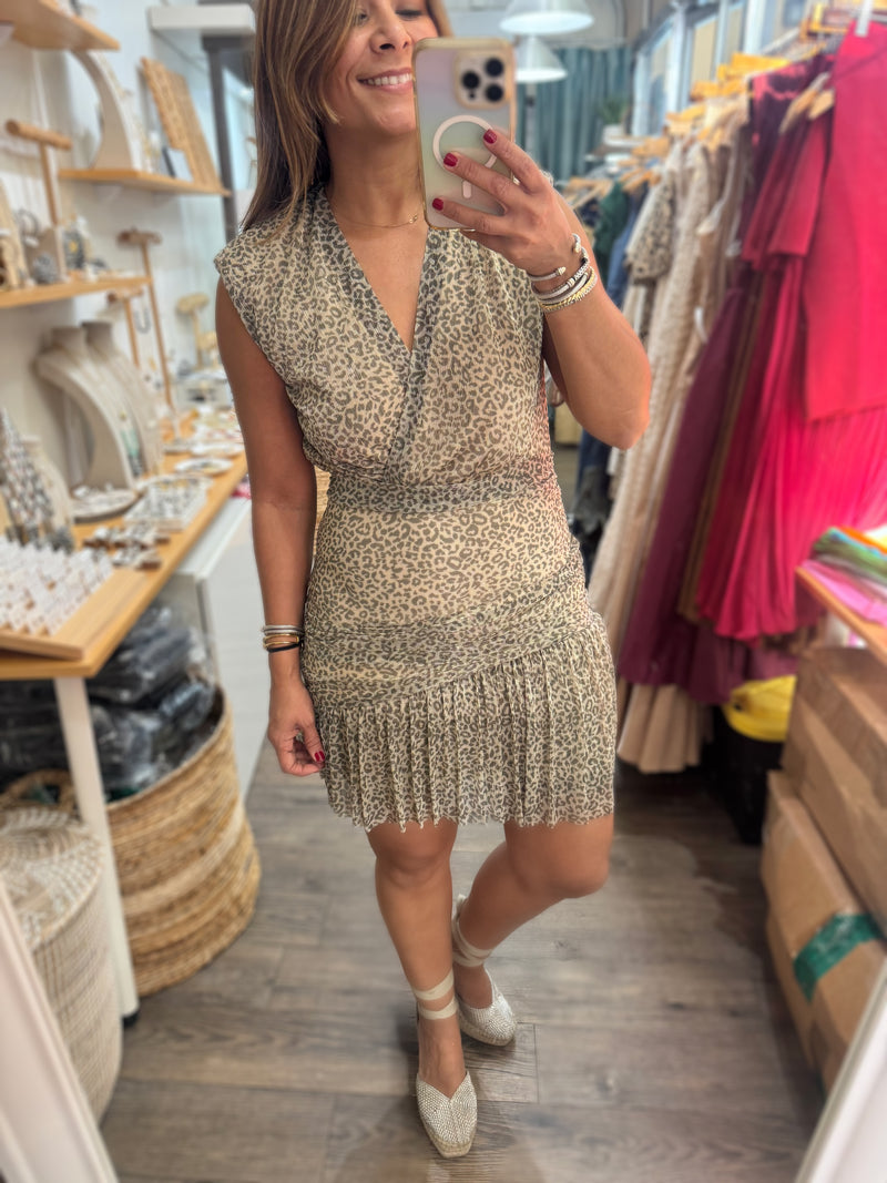 Leopard Metallic Print Dress