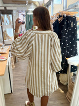 Taupe Stripes Front Ties Top