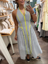 Black & Lime Halter Dress