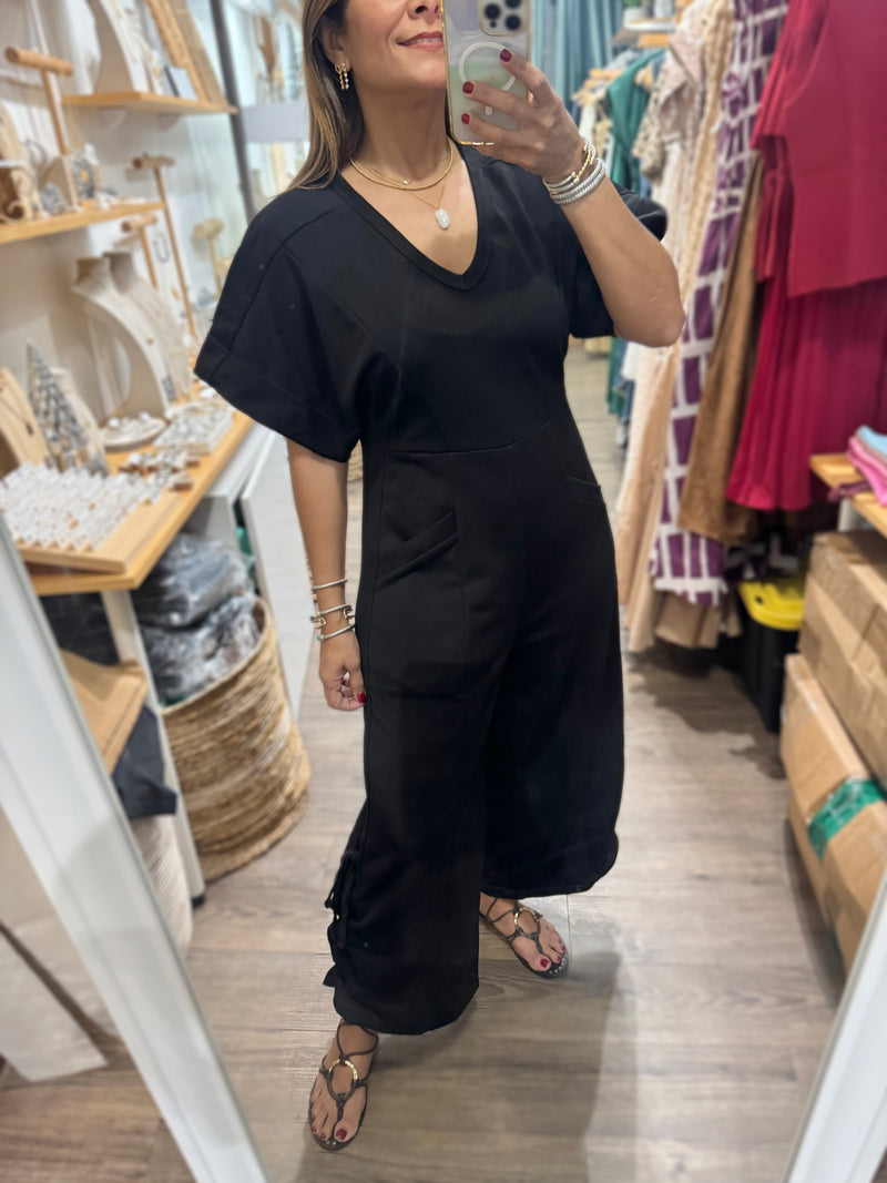 Black V-Neck Jumpsuit