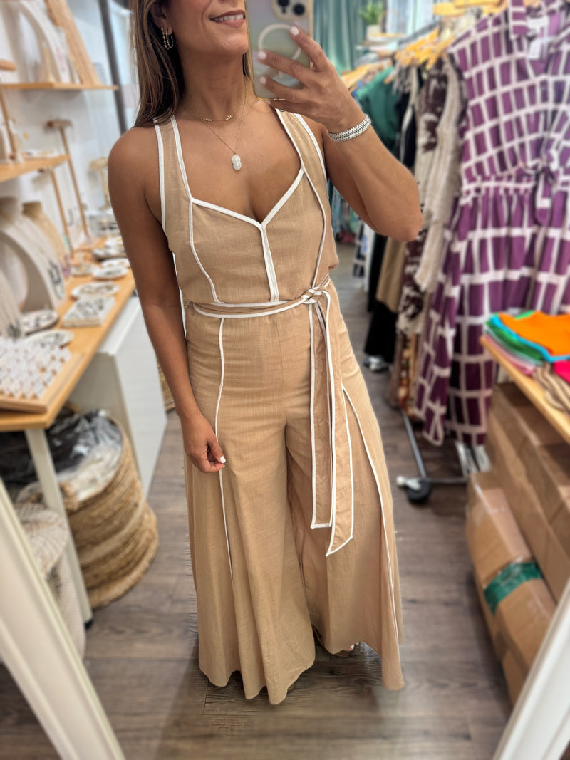 Camel Wide Leg Jumpsuit