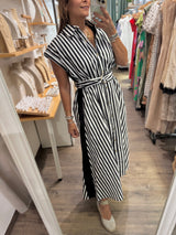 Black & White Stripes Button Down Dress