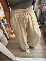 Camel Drawstring Waist & Ankles Pant