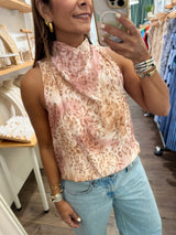 Blush Brown Cowl Neck Top