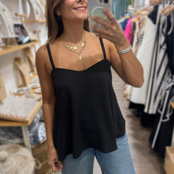 Black Flowy Cami Top
