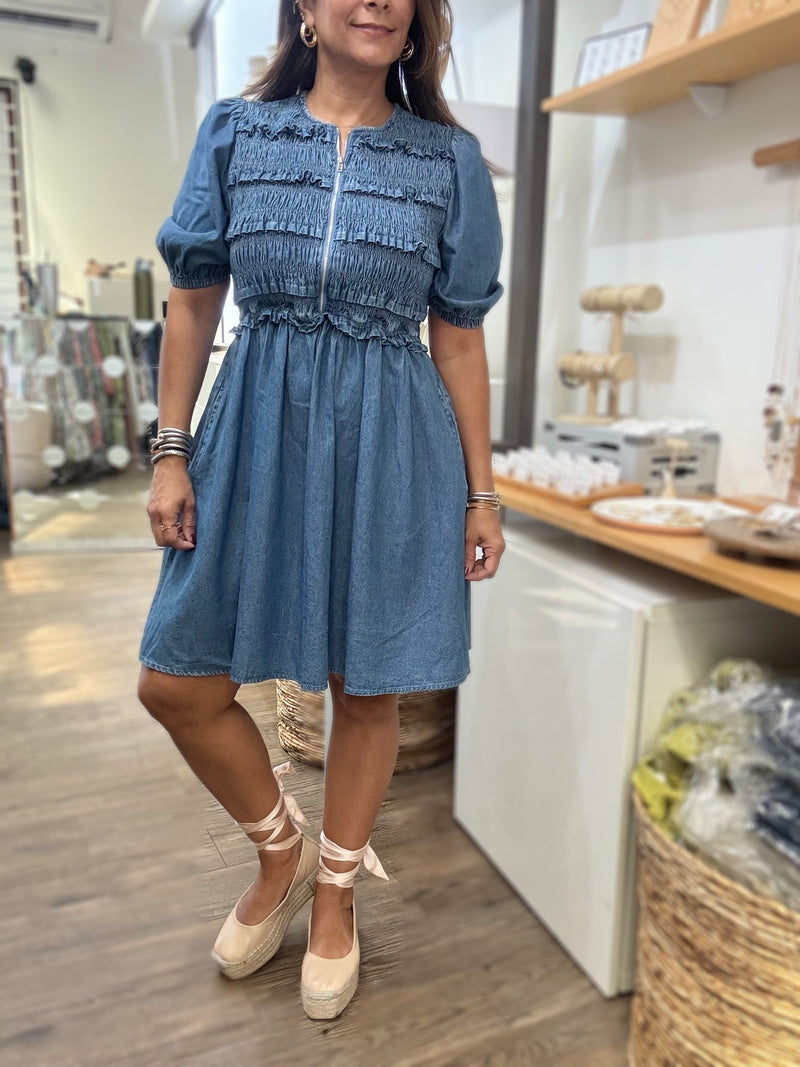 Dark Denim Smocked Dress