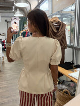 Almond Peplum Top