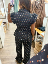 Navy Multi Dots Top & Pant Set