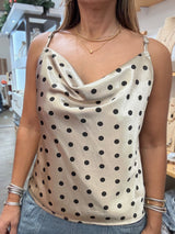 Polka Dot Cowl Neck Top