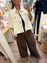Ivory Poncho-Style Jean Jacket