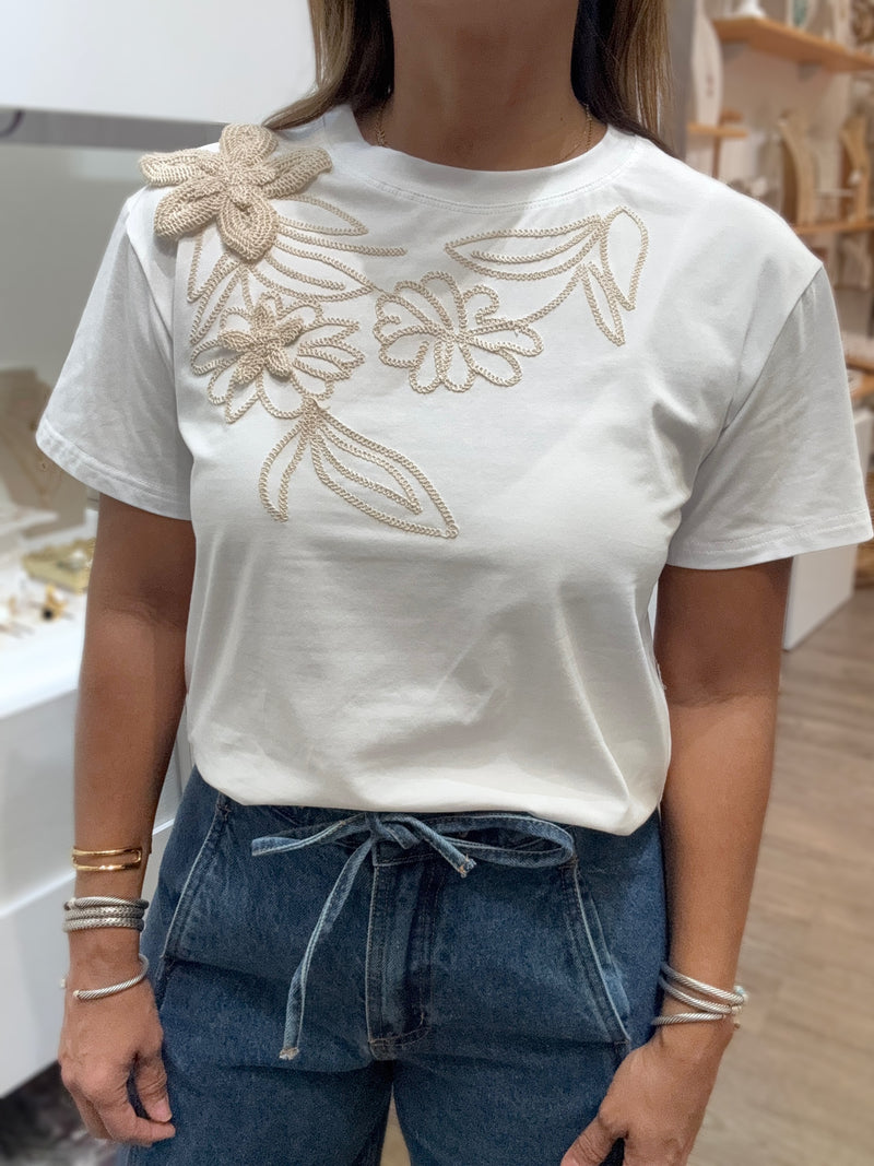 White Crochet Detail Top