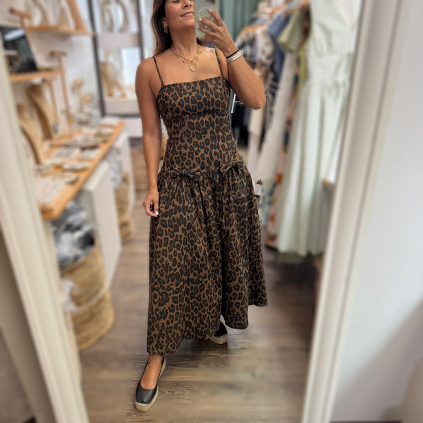 Denim Leopard Print Dress