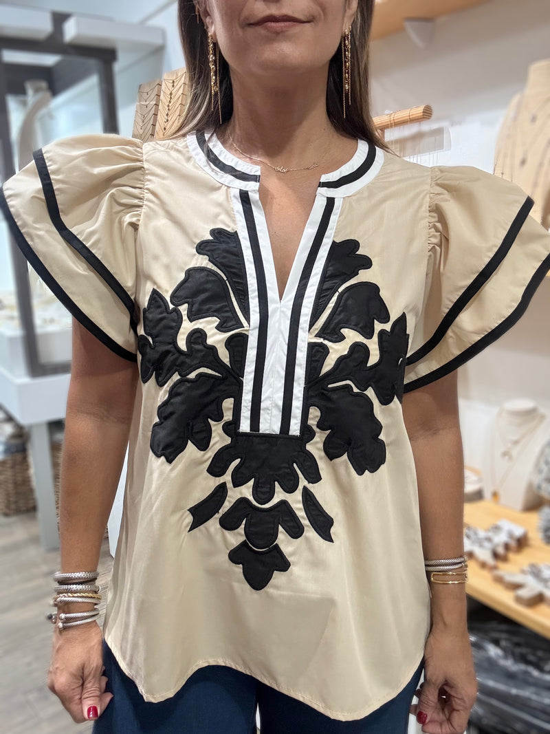 Ivory Embroidered Detail Top