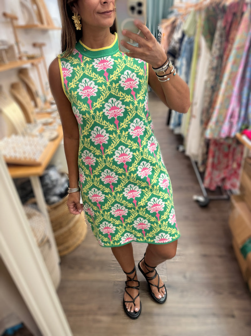 Green Mix Shift Dress