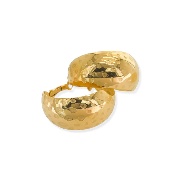 Gold Hammered Hoop Earrings (G)