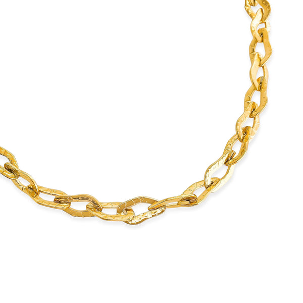Gold Hammered Links Long Necklace (CU)